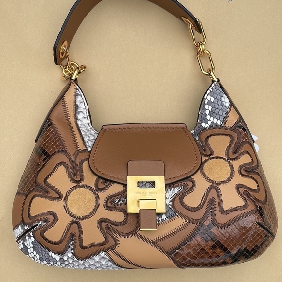 Michael Kors Bancroft Small Patchwork Snakeskin Leather Shoulder Bag - Picture 10 of 12